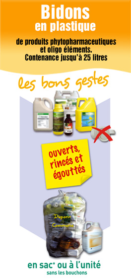 bidons plastiques de produits phytopharmaceutiques